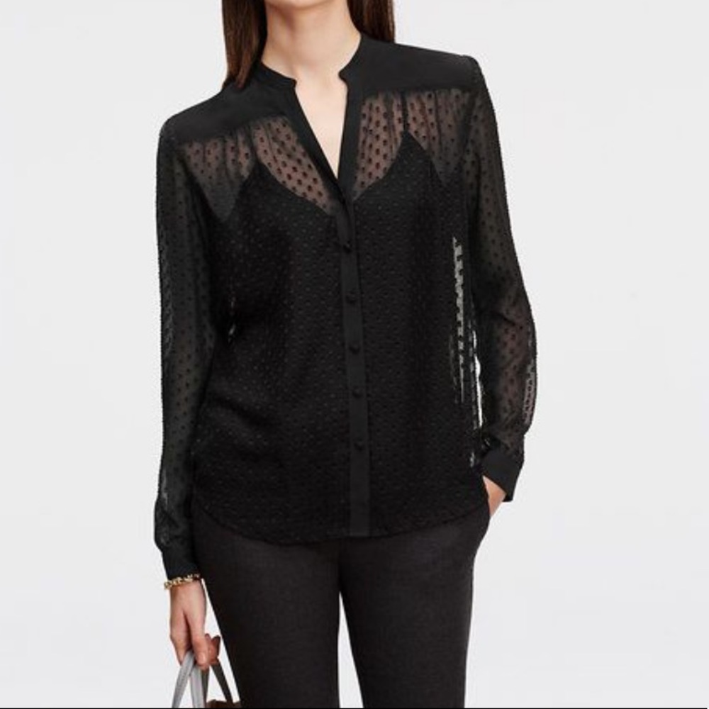 Ann Taylor Clip Dot Chiffon Blouse